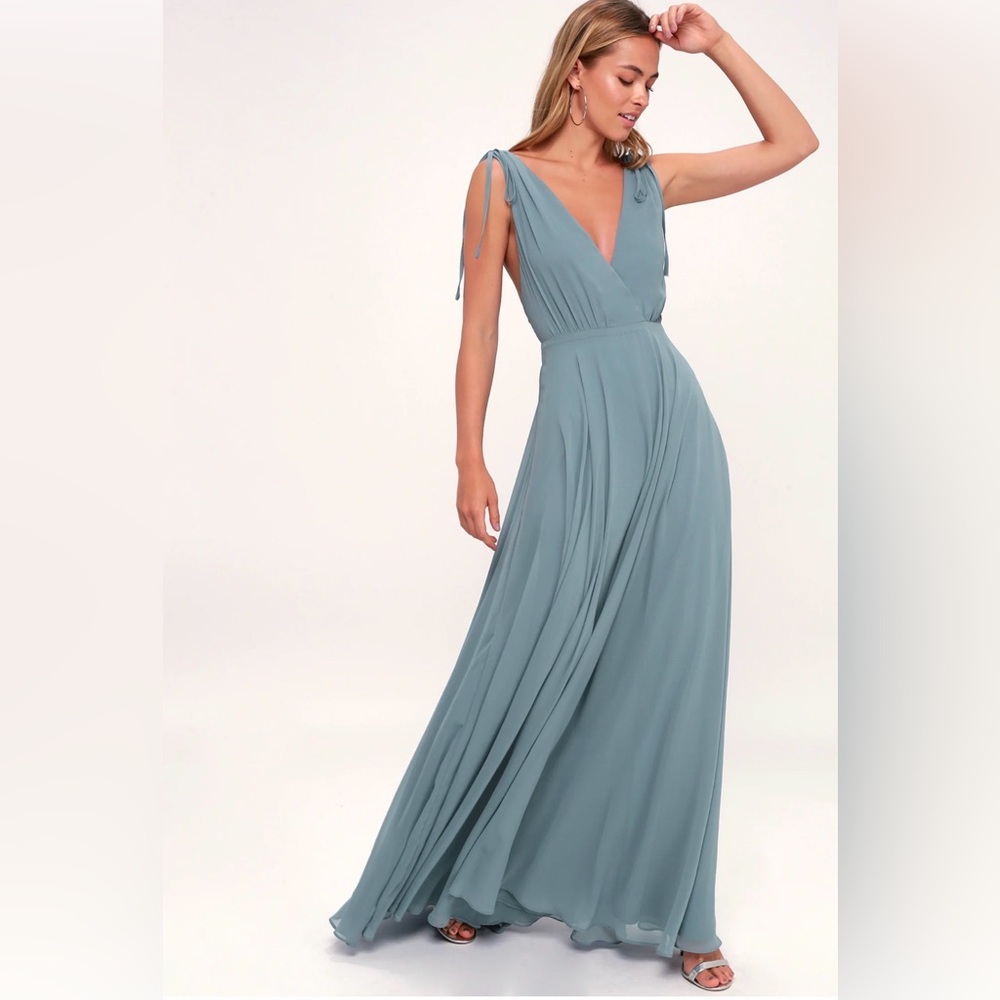 Lulus “Dance the Night Away” Backless Dress in Slate Blue